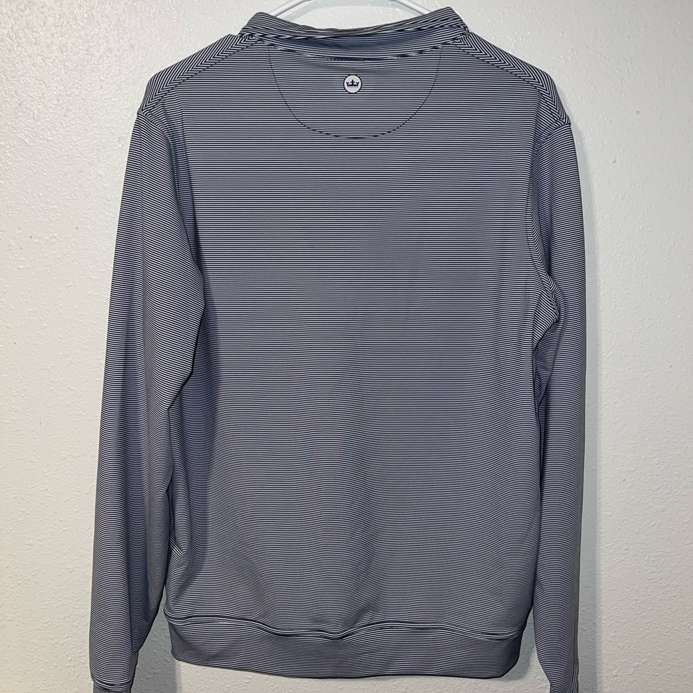 Peter Millar Navy and White Striped Zip-Up Sweater - Picture 4 of 7